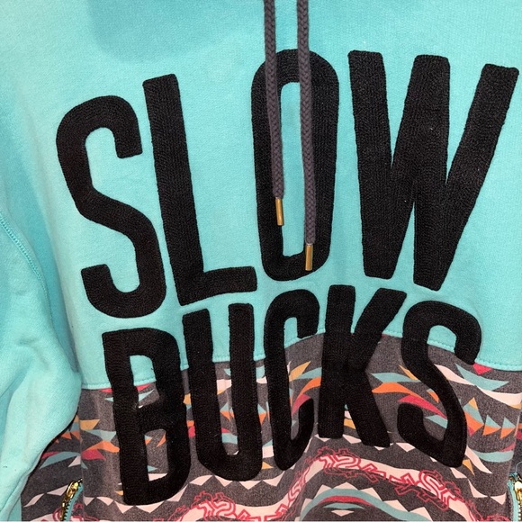 Slowbucks Men's drawstring Hoodie Multicolor Size 2XL Aztec Giant Logo pullover - Picture 2 of 6